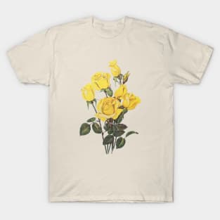 Vintage Rose Floral Flower Illustration Pretty Yellow T-Shirt